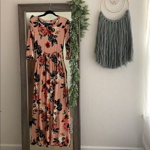 Pink floral maxi dress